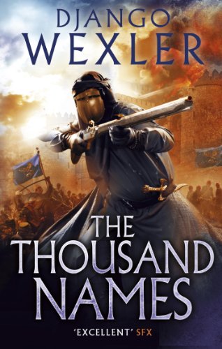 A masked soldier in uniform aims a musket amidst a chaotic desert battlefield.
