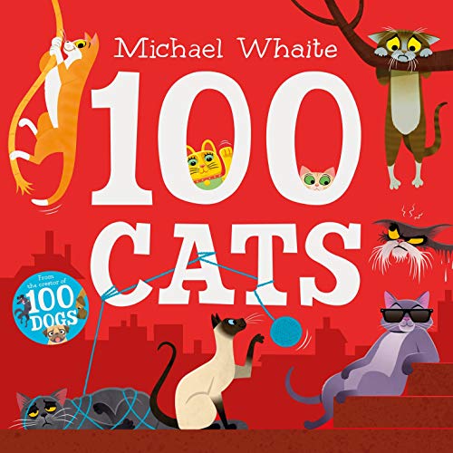 Book cover with colorful illustrations of many cats in various poses.