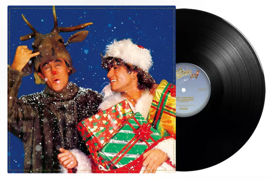 Wham! “Last Christmas” vinyl record with festive cover art of the duo.