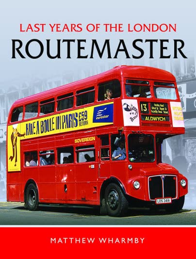 Red London Routemaster bus with advertising, book cover illustration.
