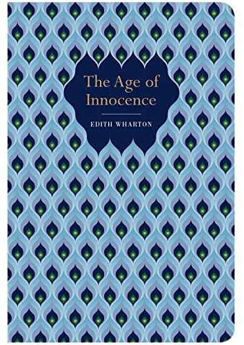 Book cover: "The Age of Innocence" by Edith Wharton, patterned blue.