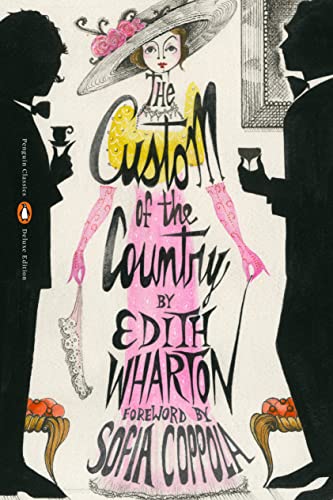 Book cover for "The Custom of the Country" by Edith Wharton, illustrated.