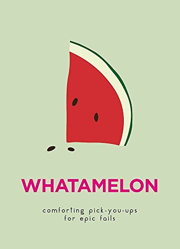Watermelon slice with a face, book cover with red text: "WHATAMELON".
