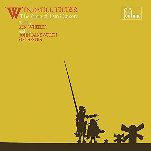 Yellow album cover with silhouettes of Don Quixote, Sancho Panza, and windmills.