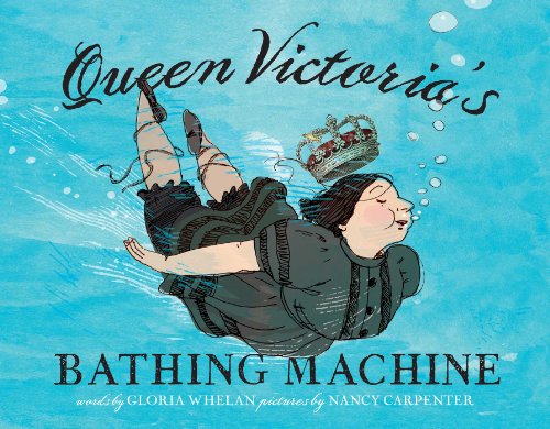 Queen Victoria swimming underwater with her crown floating above her head.