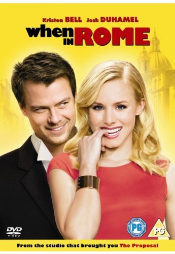 DVD cover for When in Rome featuring Kristen Bell and Josh Duhamel on yellow background.