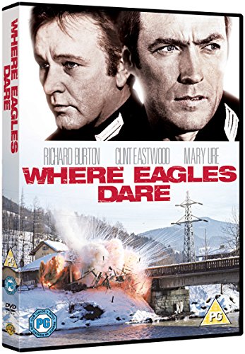 Where Eagles Dare" DVD cover featuring Richard Burton and Clint Eastwood.