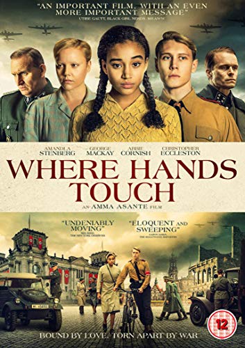 "Where Hands Touch" DVD cover featuring actors and a war-torn city scene.