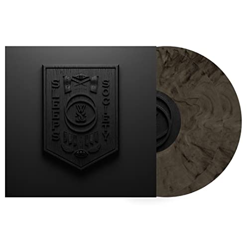 Black vinyl record and sleeve with embossed, detailed crest design.