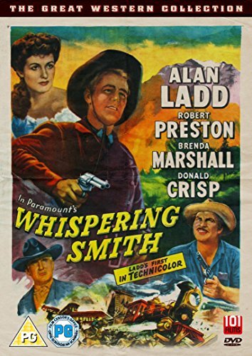 Whispering Smith" DVD cover featuring Alan Ladd and Brenda Marshall in a Western.