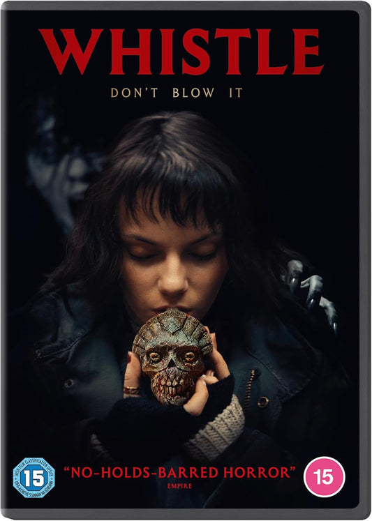 DVD cover for "Whistle" featuring a girl holding a skull.