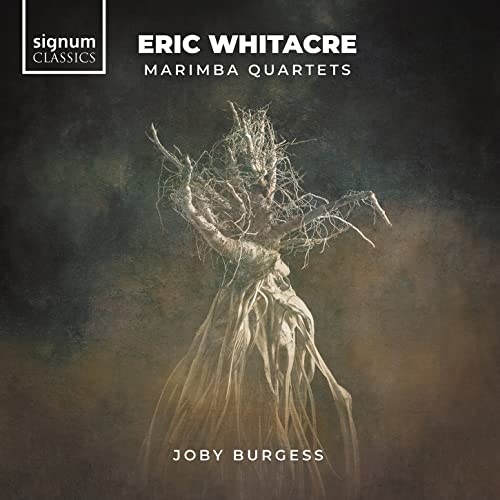 CD cover for Eric Whitacre’s “Marimba Quartets” featuring abstract tree art.