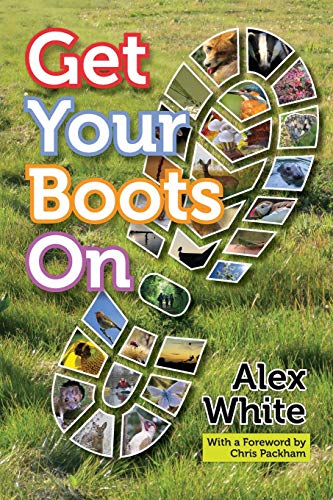 Book cover: “Get Your Boots On” with nature images in a boot print.