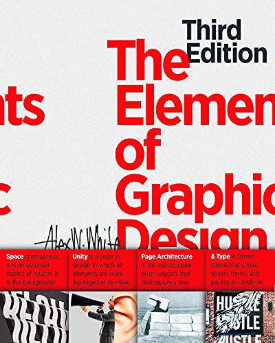 Book cover: "The Elements of Graphic Design," third edition, red and white text.