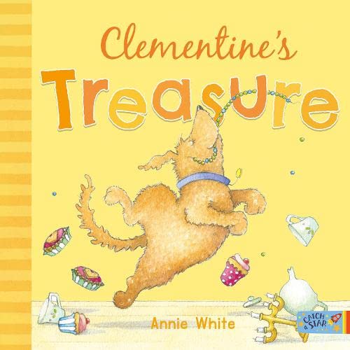 Book cover: a golden dog playfully dances among scattered treats.