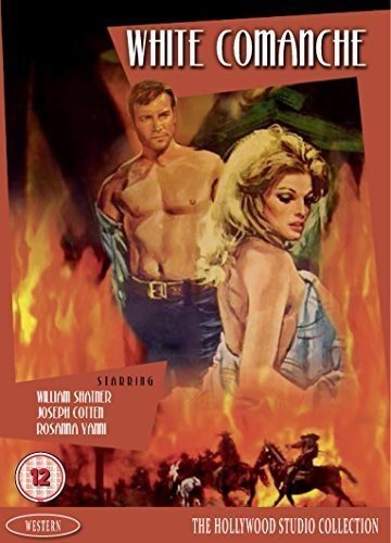 “White Comanche” DVD cover featuring a man, woman, and horses amid flames.