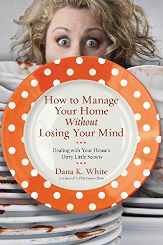 Book cover with woman peering over a stack of dirty dishes.