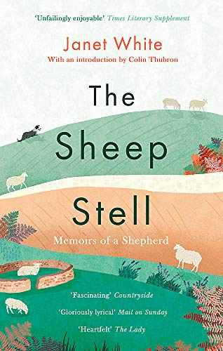 Book cover featuring illustrated rolling green hills, sheep, a sheepdog, and stone walls.