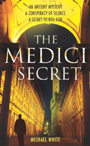 Book cover for “The Medici Secret” with an arched walkway scene.