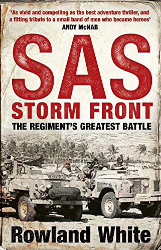 Book cover: "SAS Storm Front" with image of military vehicles and soldiers.