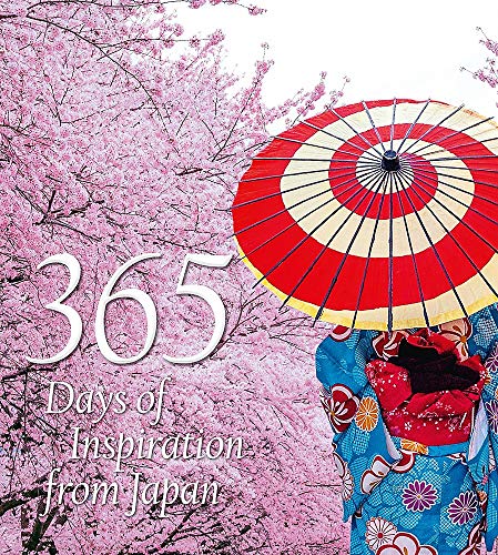 Book cover with cherry blossoms, a red umbrella, and people in kimono.