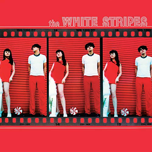 Album cover showing The White Stripes against a red background in film strip frames.