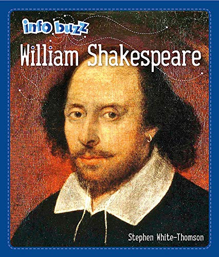 Info Buzz book cover featuring a portrait of William Shakespeare.