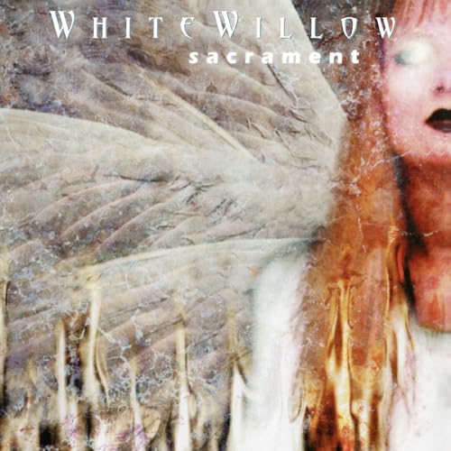 Album cover for White Willow’s “Sacrament” featuring a woman and wings.