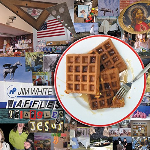 A vinyl record cover featuring a plate of waffles surrounded by a collage of images.
