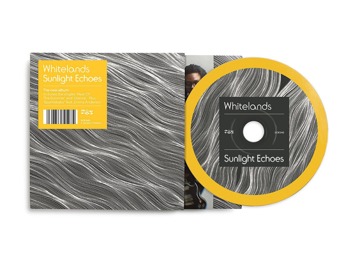 “Sunlight Echoes” CD by Whitelands, with yellow and textured black cover art.