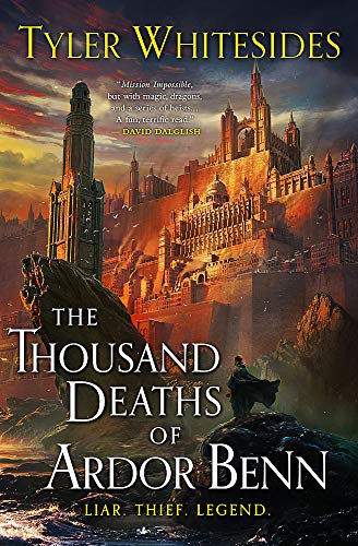 Fantasy book cover depicting a towering, ornate city and a lone figure.