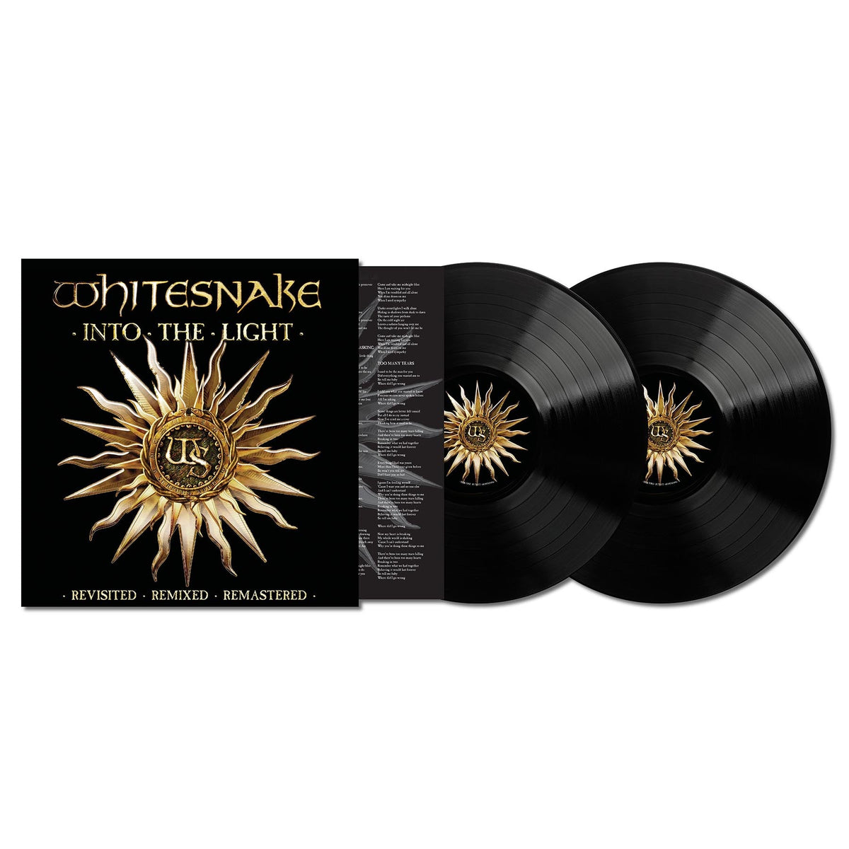 Whitesnake Into The Light vinyl record sleeve and two black vinyl discs.