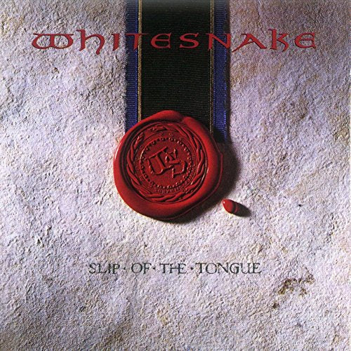 Whitesnake album cover: red wax seal with a "W" emblem on a grey background.