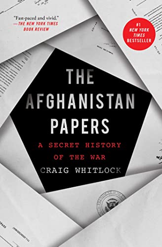 Book cover for The Afghanistan Papers by Craig Whitlock, featuring documents arranged in a circle.