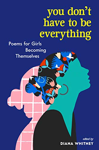 Book cover with a blue background and stylized profiles of two girls.