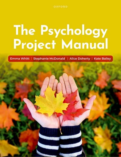 Book cover: “The Psychology Project Manual” with hands holding autumn leaves.