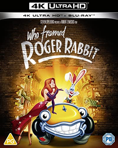 “Who Framed Roger Rabbit” 4K Blu-ray cover featuring Jessica Rabbit and Roger Rabbit.