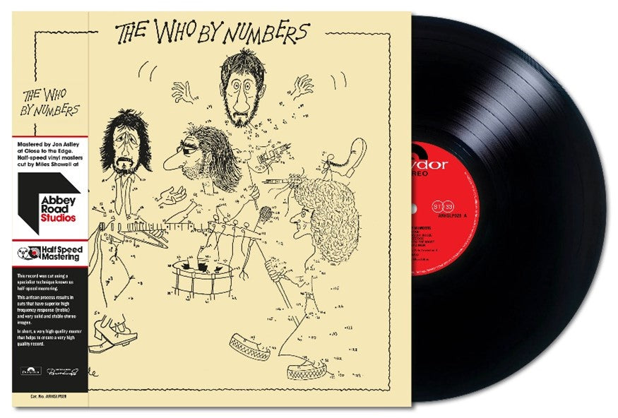 The Who By Numbers" vinyl record with sketched band members on cover.