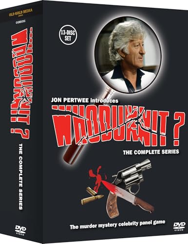 DVD cover for "Whodunnit: The Complete Series" featuring Jon Pertwee and a gun.