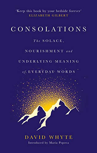 Book cover with white text on a dark blue background featuring stylized mountain peaks.