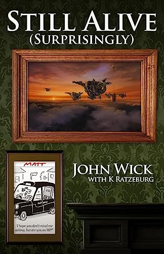 Book cover with two framed pictures on a green patterned wallpaper background.