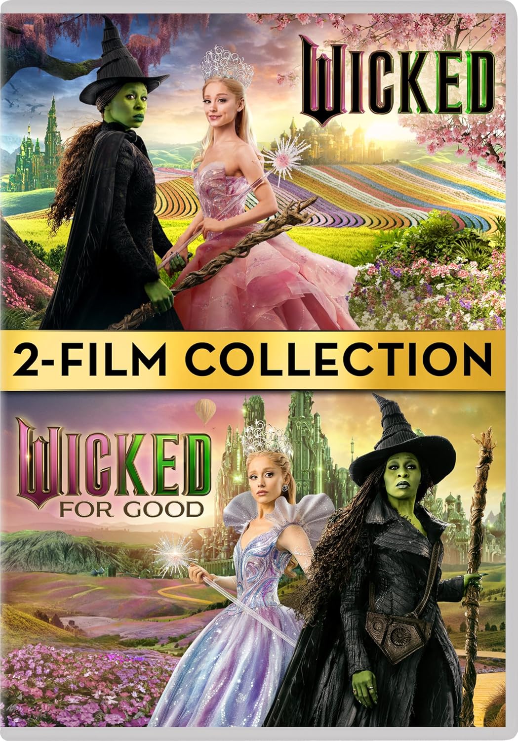 Wicked" 2-DVD collection cover featuring Elphaba and Glinda in Oz.