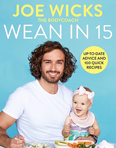 Book cover: Joe Wicks with a baby, promoting weaning recipes.