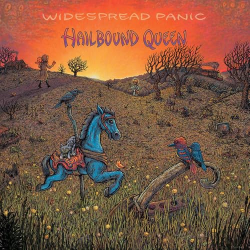 Album cover: illustrated landscape with a horse, birds, and figures.