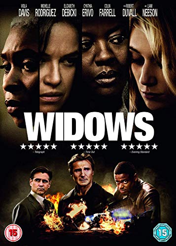 Widows" DVD cover featuring Viola Davis, Michelle Rodriguez, and Liam Neeson.