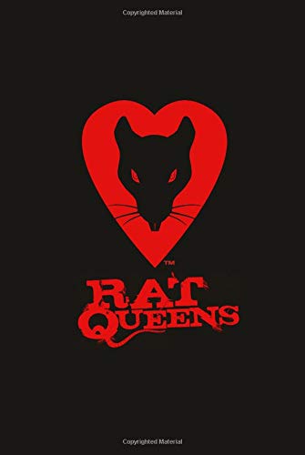 Black background with a red heart containing a rat’s head and “Rat Queens” text.