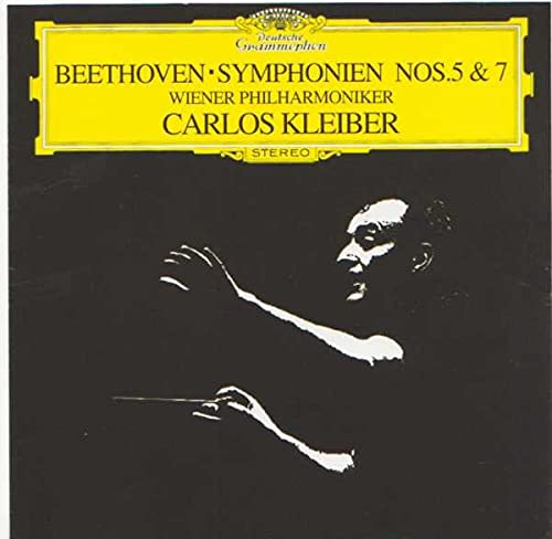 CD cover featuring Carlos Kleiber conducting with yellow Deutsche Grammophon branding on black background.