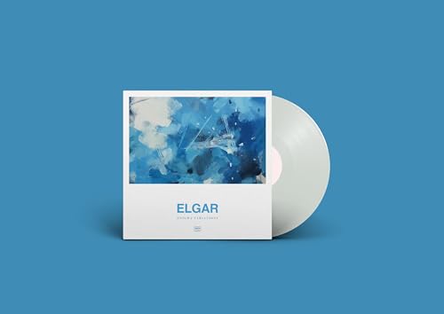 Vinyl record and album cover with abstract blue and white artwork.