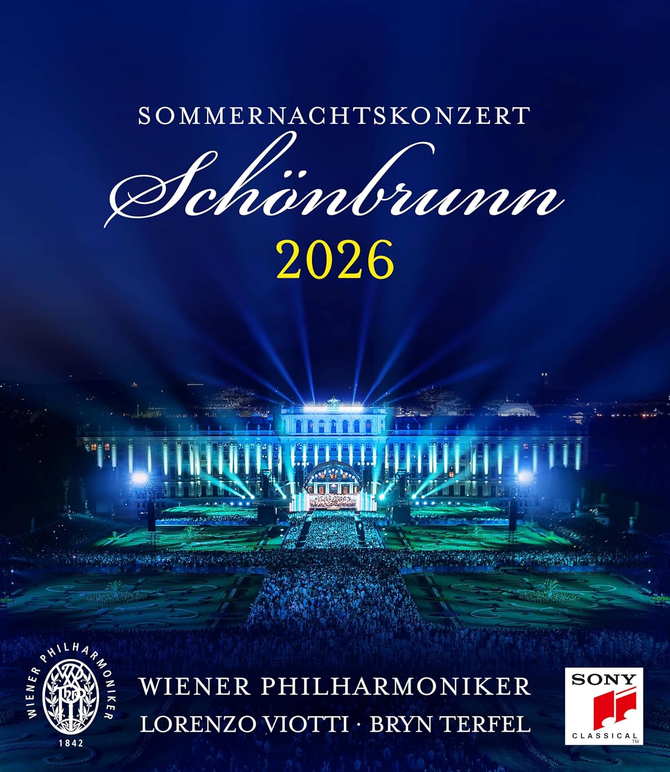 Blu-ray cover for the 2026 Vienna Philharmonic Summer Night Concert at Schönbrunn.