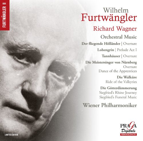 CD cover: black and white portrait of Wilhelm Furtwängler, text listing Wagner pieces.